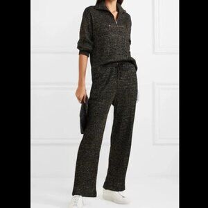 Alexa Chung Metallic Ribbed Pants and Sweater Matching Track Suit US 10